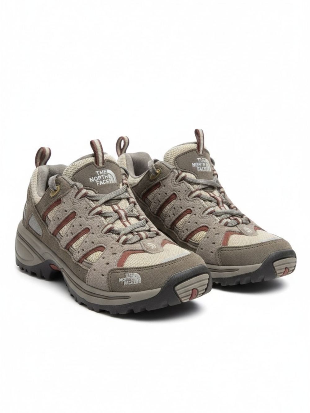 The North Face Women's Hiking Shoes US 8 Medium Beige/Gray/Red Lace-Up